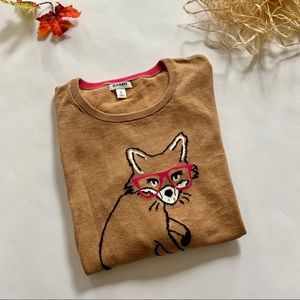Old Navy Beige Fox With Glasses Featured Sweater